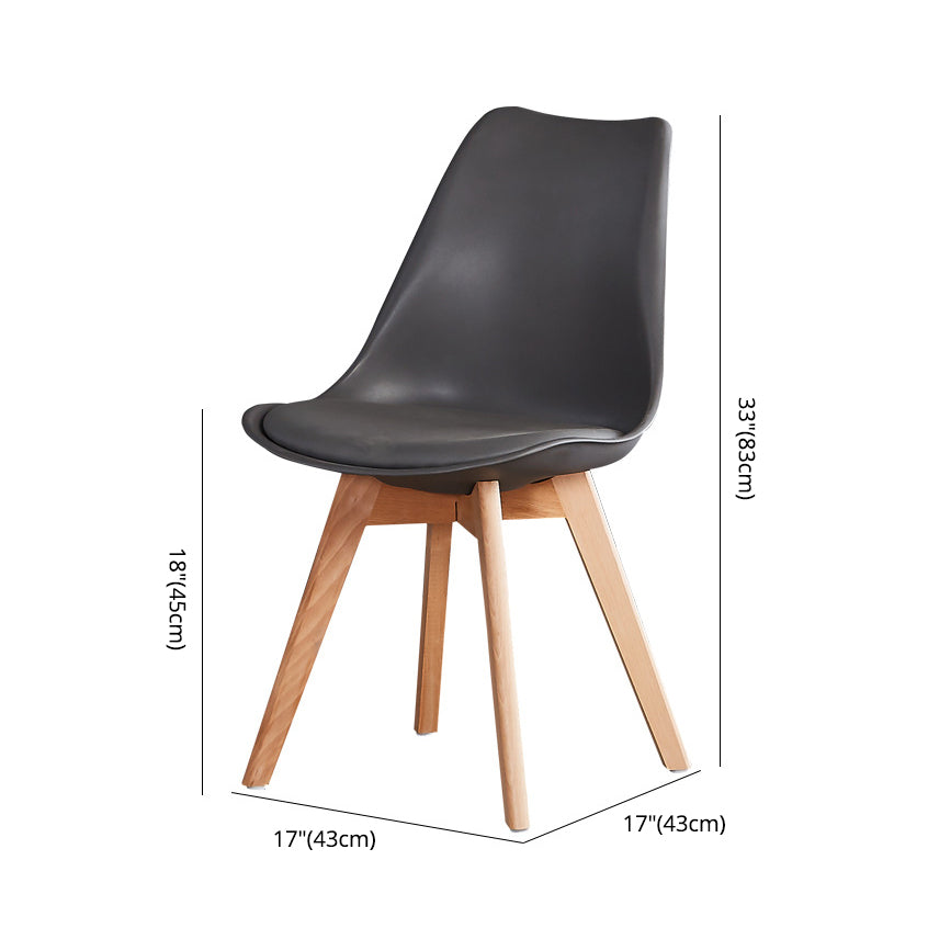 Wood Modern Style Kitchen Dining Chair Colourful Solid Back Side Chairs