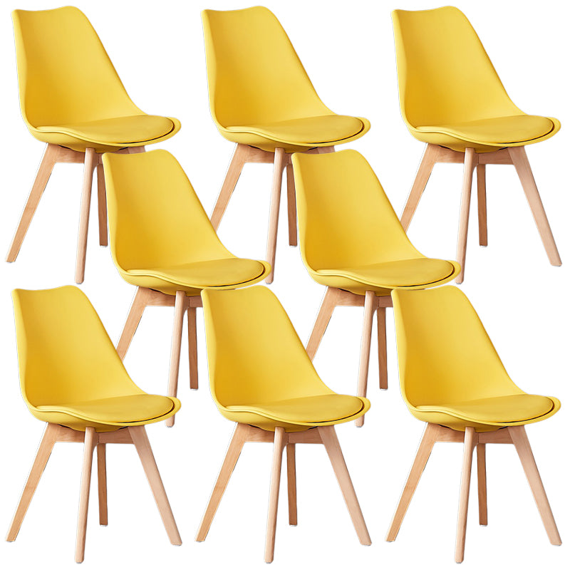 Wood Modern Style Kitchen Dining Chair Colourful Solid Back Side Chairs