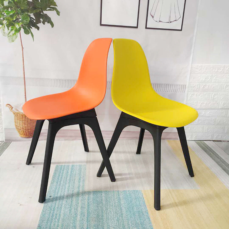 Contemporary Plastic Side Chair Kitchen Solid Back Dining Room Chair Set