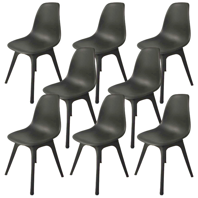 Contemporary Plastic Side Chair Kitchen Solid Back Dining Room Chair Set