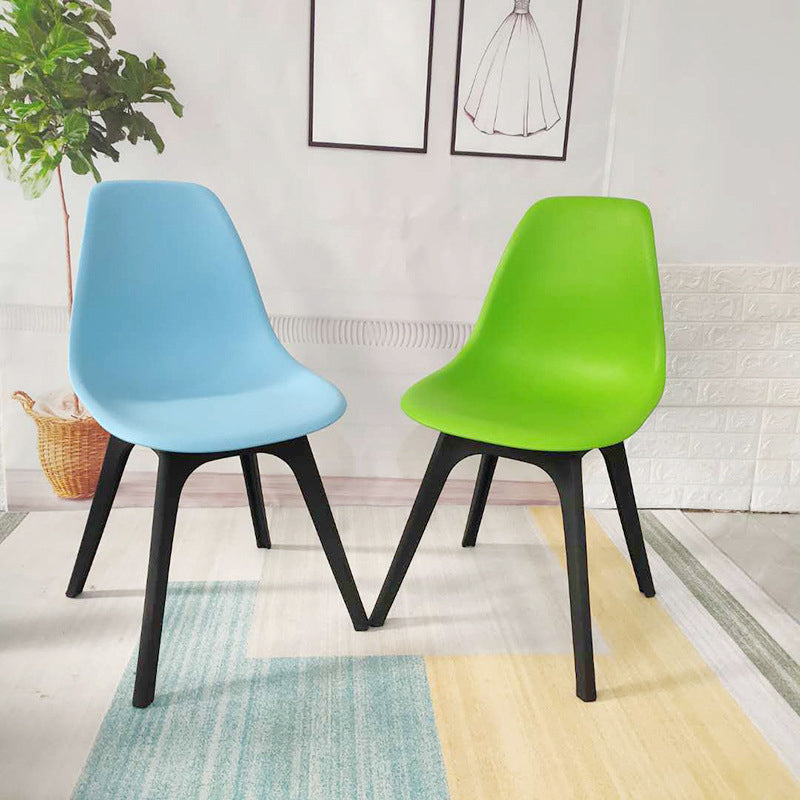 Contemporary Plastic Side Chair Kitchen Solid Back Dining Room Chair Set