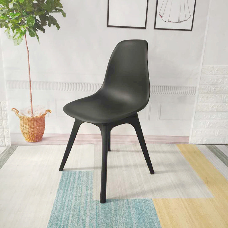 Contemporary Plastic Side Chair Kitchen Solid Back Dining Room Chair Set