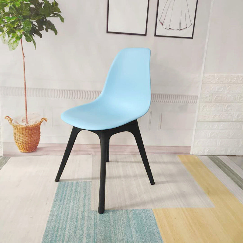 Contemporary Plastic Side Chair Kitchen Solid Back Dining Room Chair Set