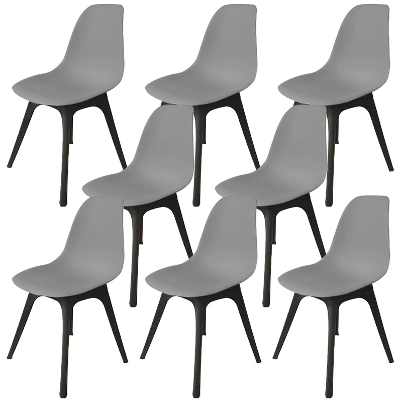 Contemporary Plastic Side Chair Kitchen Solid Back Dining Room Chair Set