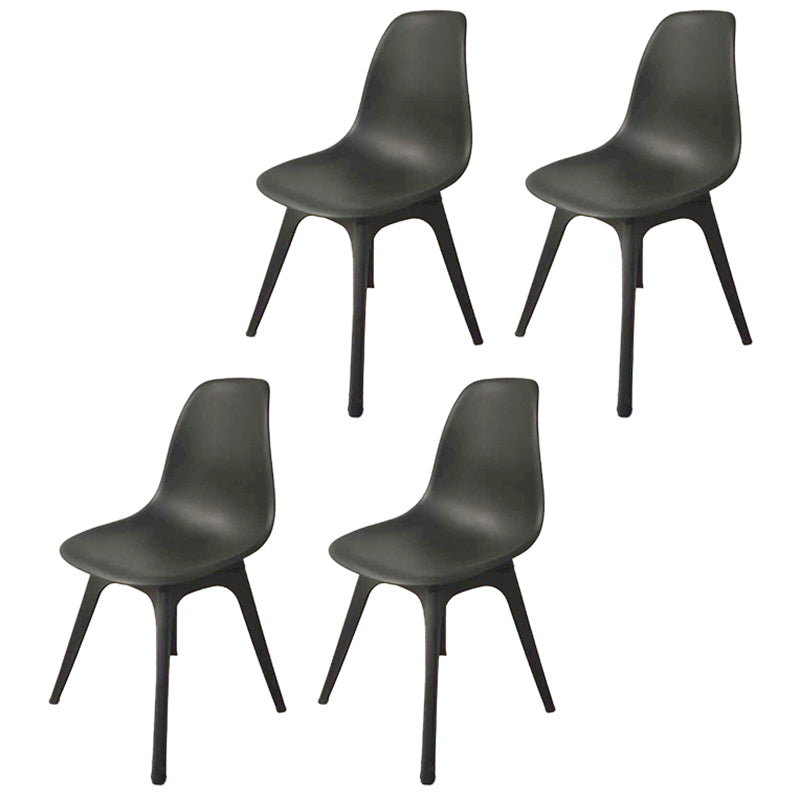 Contemporary Plastic Side Chair Kitchen Solid Back Dining Room Chair Set