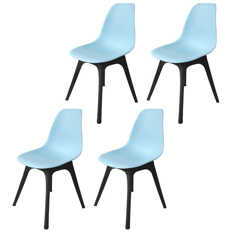 Contemporary Plastic Side Chair Kitchen Solid Back Dining Room Chair Set