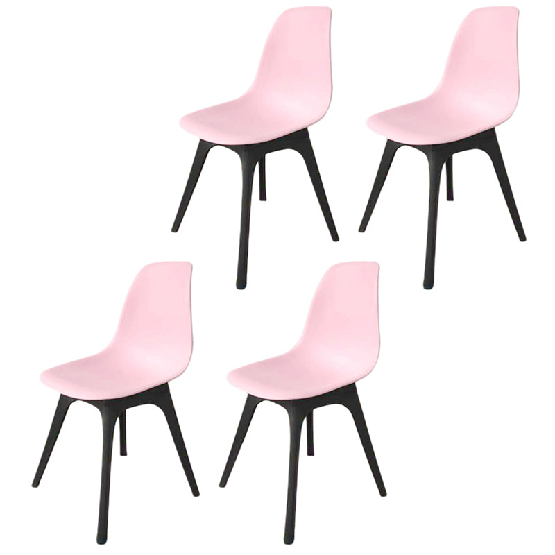 Contemporary Plastic Side Chair Kitchen Solid Back Dining Room Chair Set