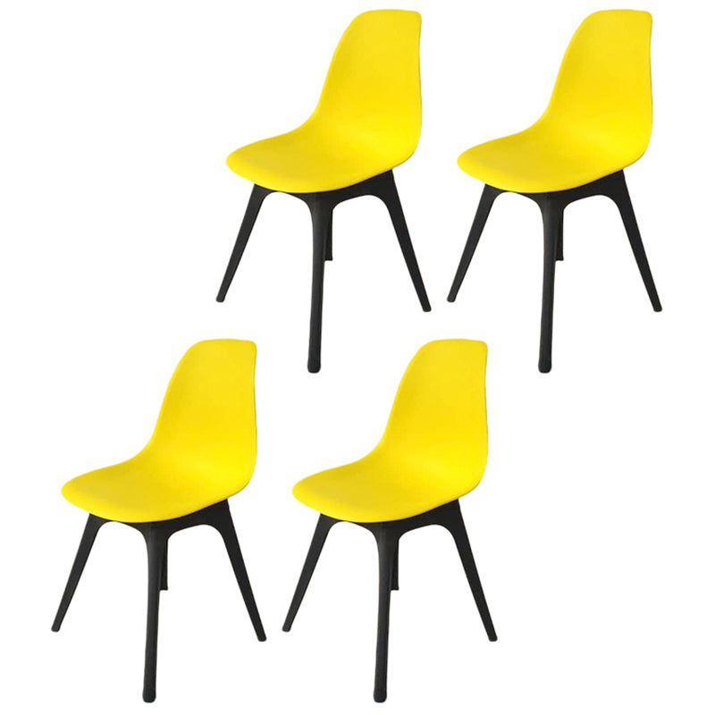 Contemporary Plastic Side Chair Kitchen Solid Back Dining Room Chair Set