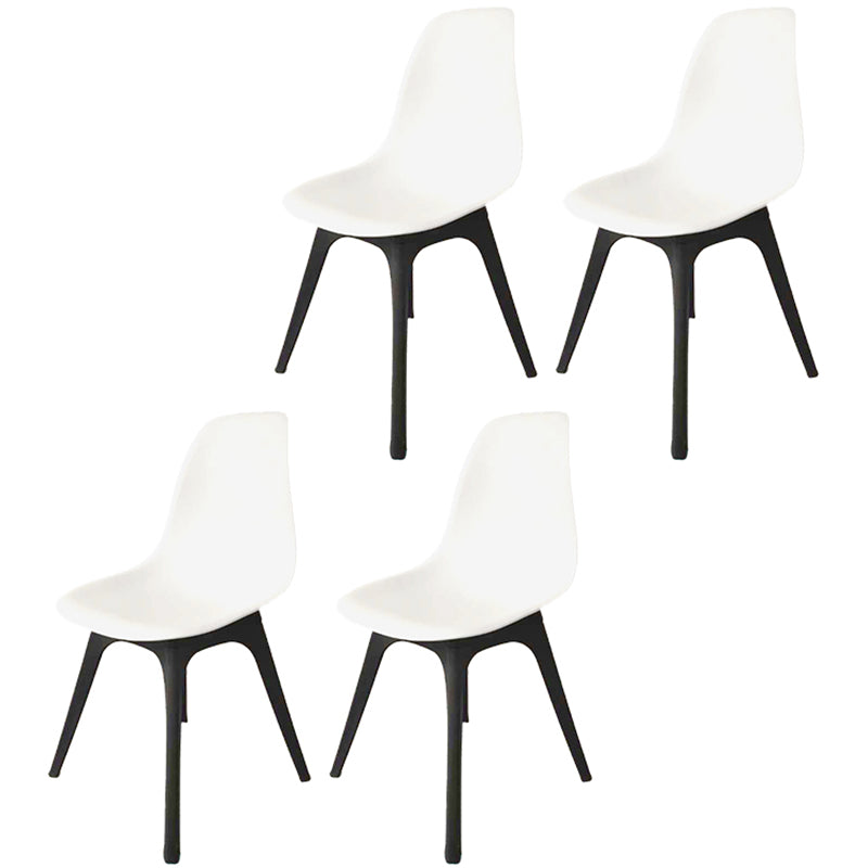 Contemporary Plastic Side Chair Kitchen Solid Back Dining Room Chair Set