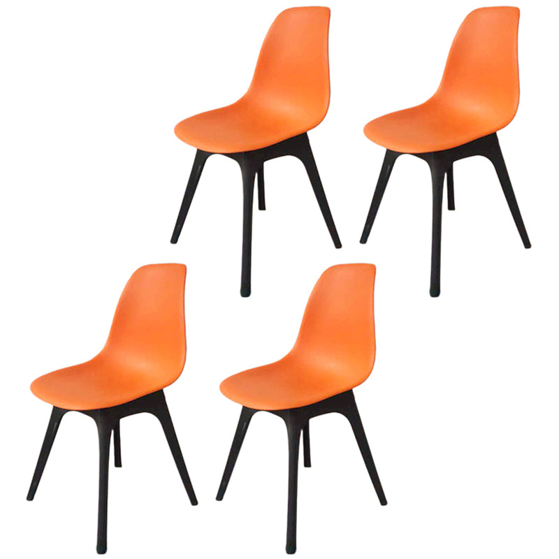 Contemporary Plastic Side Chair Kitchen Solid Back Dining Room Chair Set