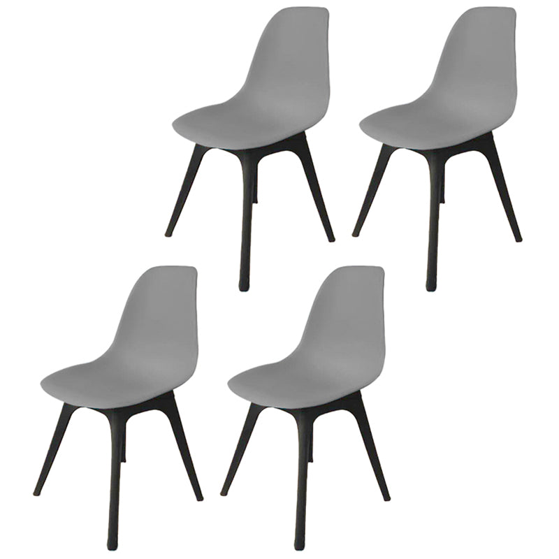 Contemporary Plastic Side Chair Kitchen Solid Back Dining Room Chair Set