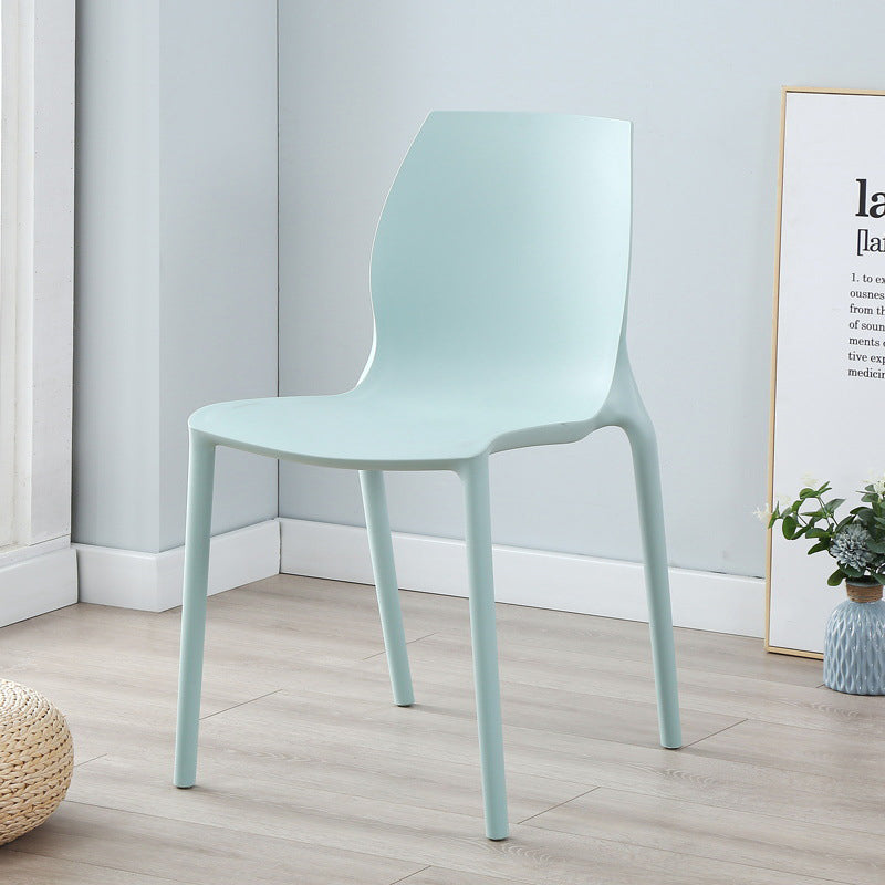 Plastic Contemporary Dining Room Chair Solid Back Home Stackable Side Chair