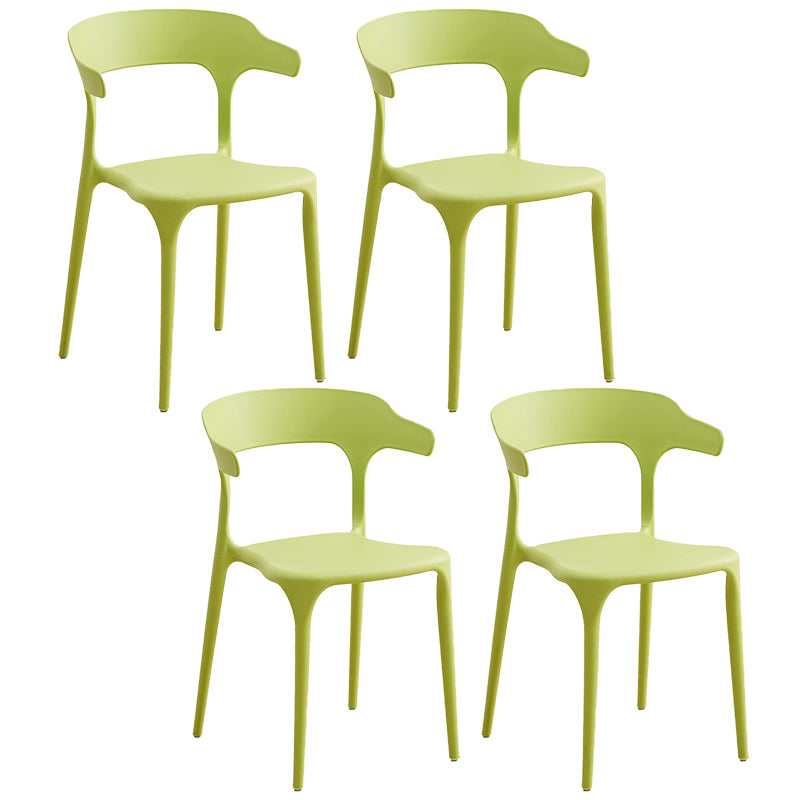 Plastic Modern Kitchen Side Chair 20'' Wide Matte Finish Arm Chair with 4 Legs