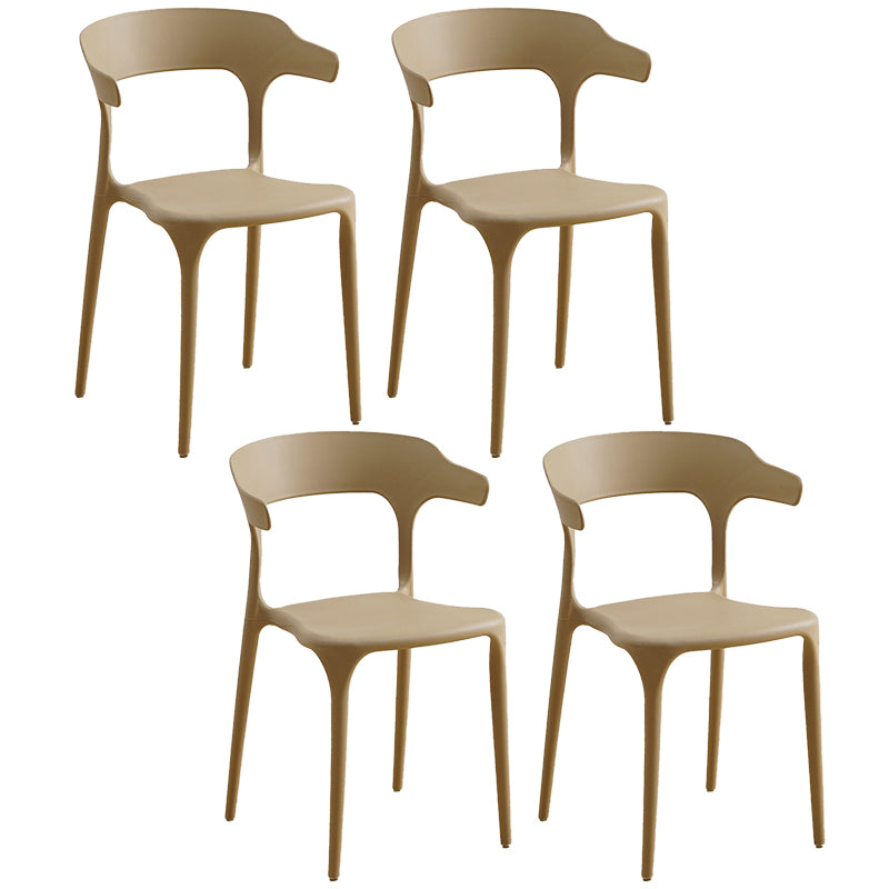 Plastic Modern Kitchen Side Chair 20'' Wide Matte Finish Arm Chair with 4 Legs