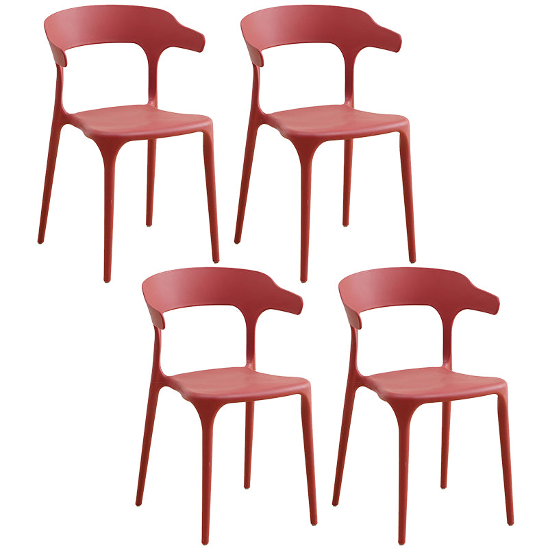 Plastic Modern Kitchen Side Chair 20'' Wide Matte Finish Arm Chair with 4 Legs