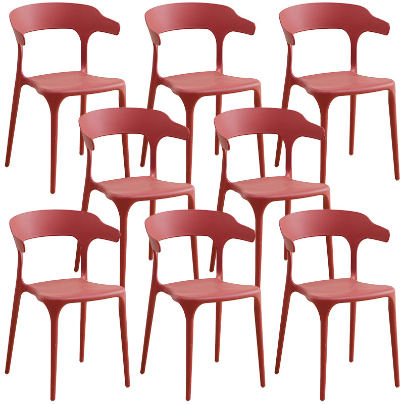 Plastic Modern Kitchen Side Chair 20'' Wide Matte Finish Arm Chair with 4 Legs