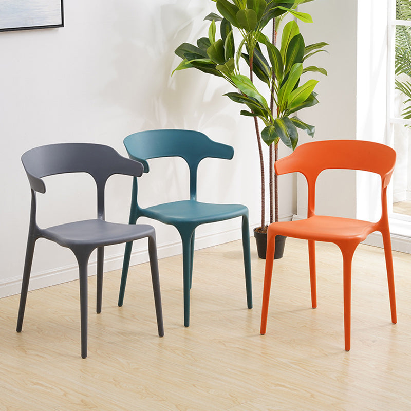 Plastic Modern Kitchen Side Chair 20'' Wide Matte Finish Arm Chair with 4 Legs