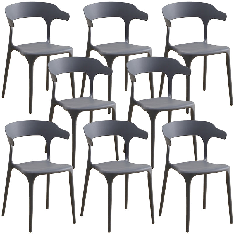 Plastic Modern Kitchen Side Chair 20'' Wide Matte Finish Arm Chair with 4 Legs