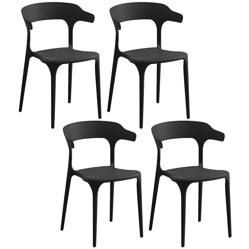 Plastic Modern Kitchen Side Chair 20'' Wide Matte Finish Arm Chair with 4 Legs