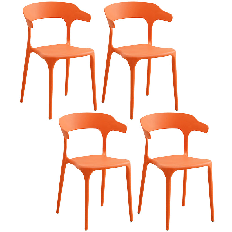 Plastic Modern Kitchen Side Chair 20'' Wide Matte Finish Arm Chair with 4 Legs