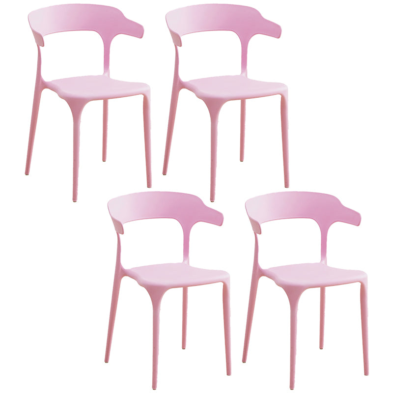 Plastic Modern Kitchen Side Chair 20'' Wide Matte Finish Arm Chair with 4 Legs