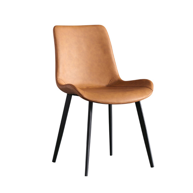 Modern PU Leather Dining Chair Solid Back Matte Finish Chair for Kitchen