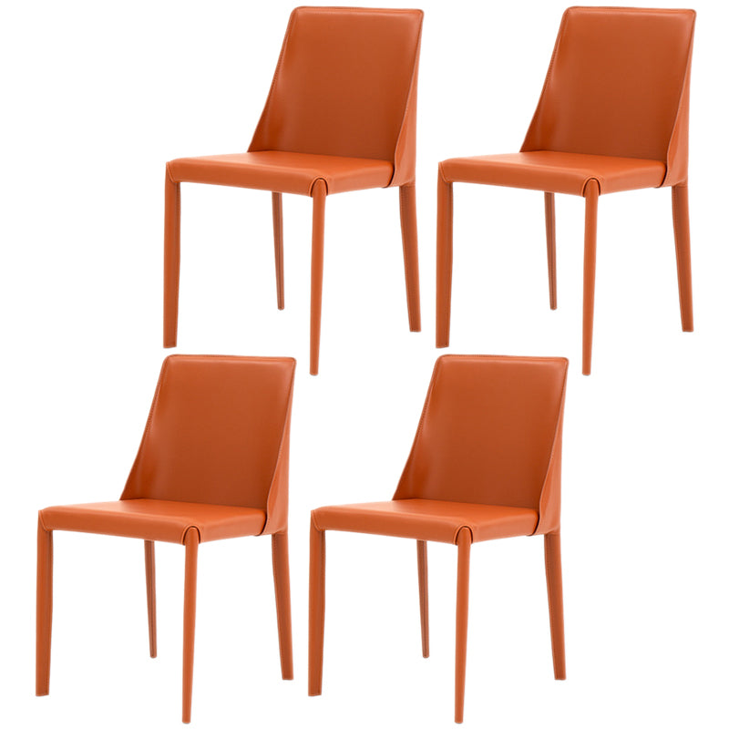 Scandinavian Style Metal Dining Chairs Solid Back Armless Chair for Home