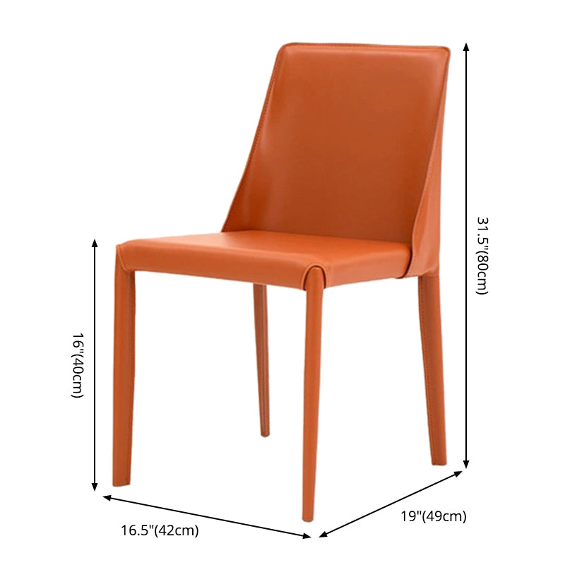 Scandinavian Style Metal Dining Chairs Solid Back Armless Chair for Home