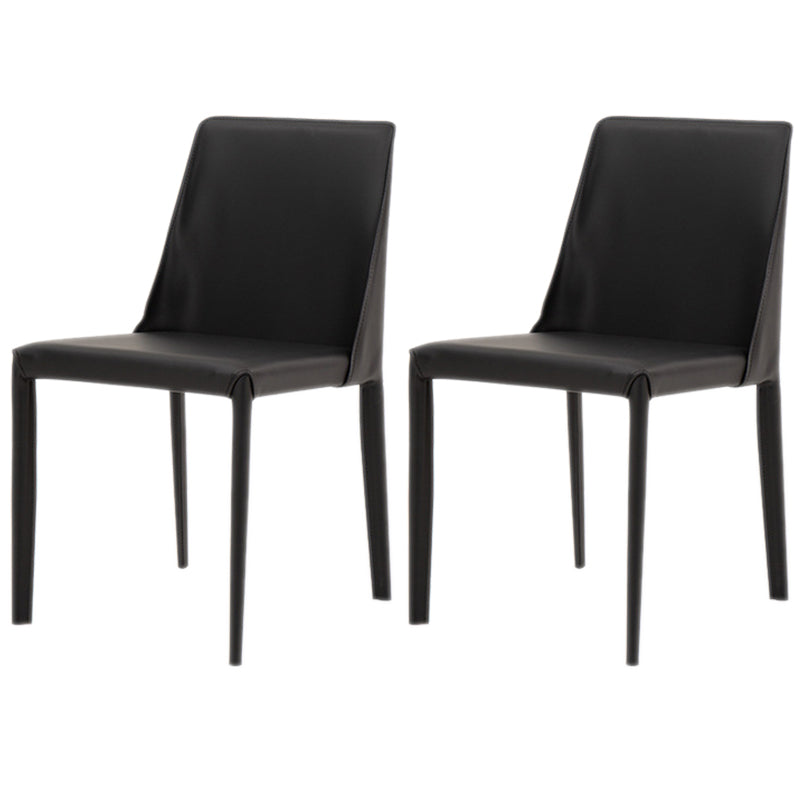 Scandinavian Style Metal Dining Chairs Solid Back Armless Chair for Home