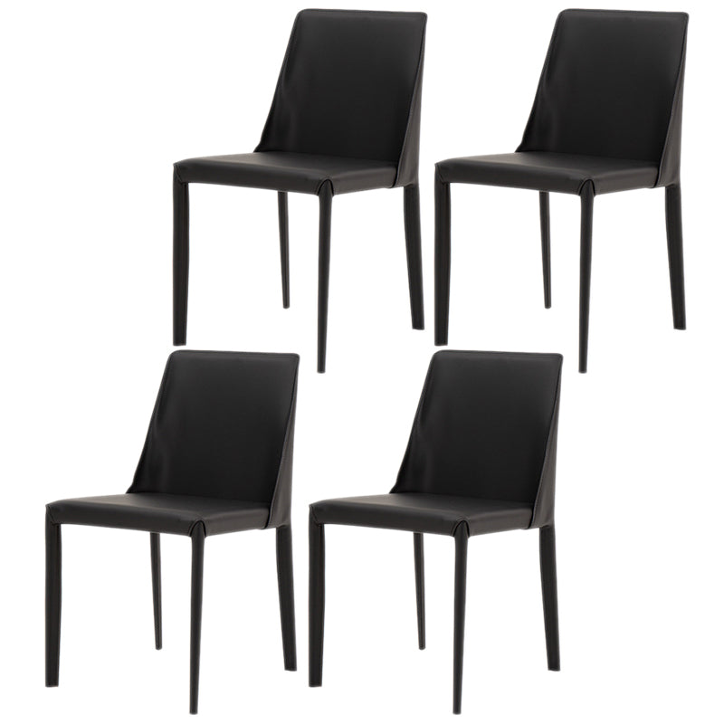 Scandinavian Style Metal Dining Chairs Solid Back Armless Chair for Home