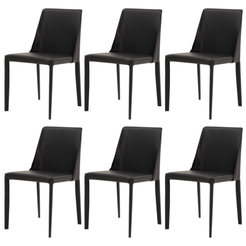 Scandinavian Style Metal Dining Chairs Solid Back Armless Chair for Home