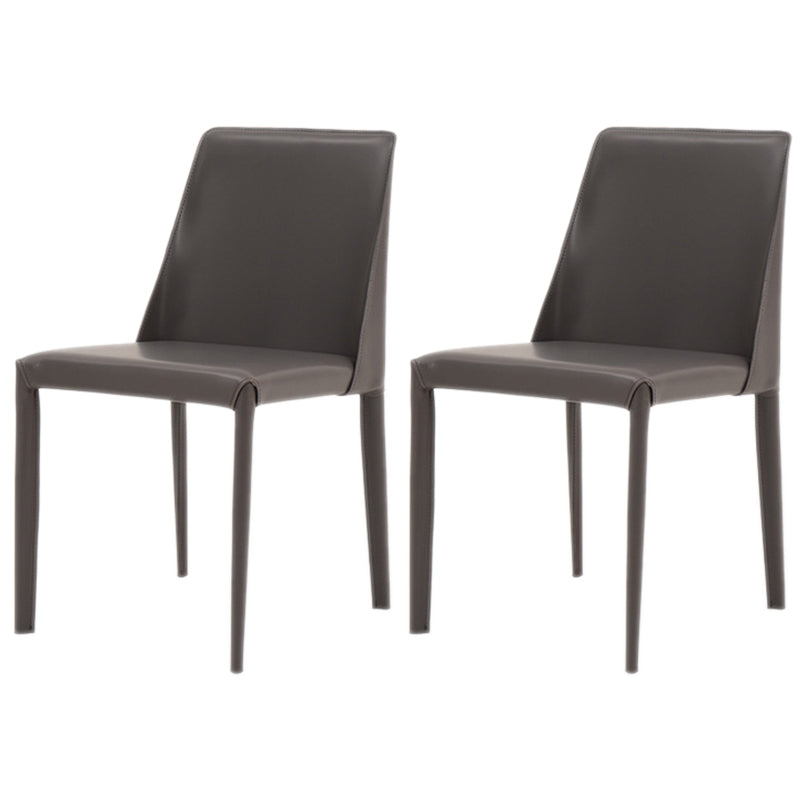 Scandinavian Style Metal Dining Chairs Solid Back Armless Chair for Home