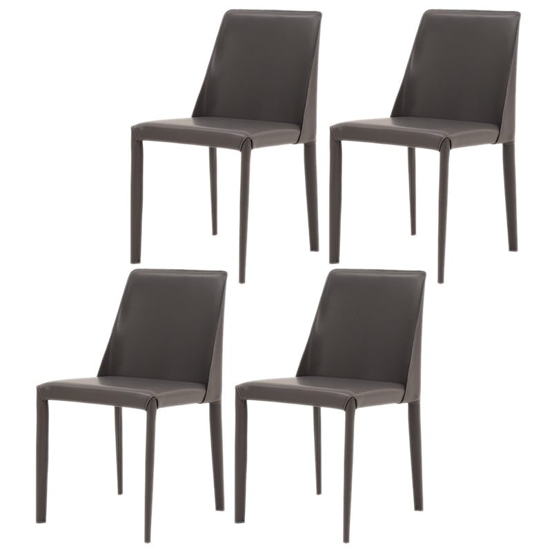 Scandinavian Style Metal Dining Chairs Solid Back Armless Chair for Home