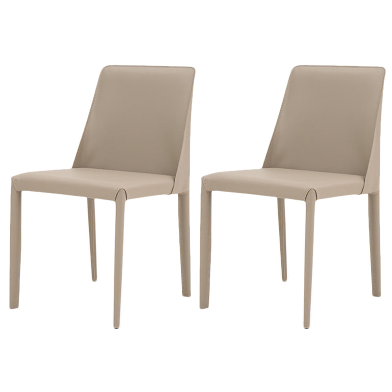 Scandinavian Style Metal Dining Chairs Solid Back Armless Chair for Home