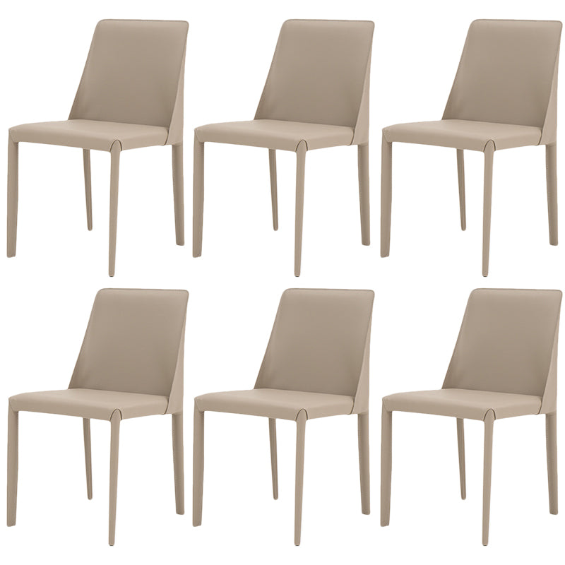 Scandinavian Style Metal Dining Chairs Solid Back Armless Chair for Home