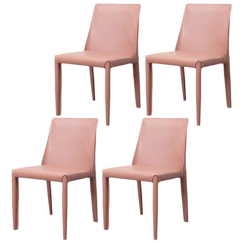 Scandinavian Style Metal Dining Chairs Solid Back Armless Chair for Home