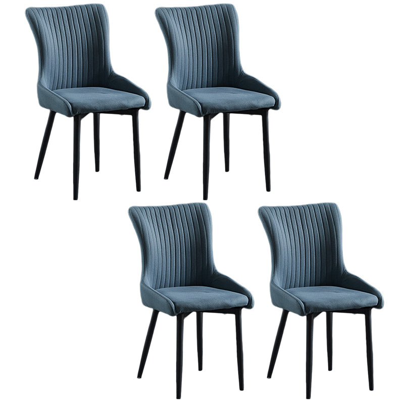 Modern Side Chair Leather Solid Back Armless Dining Chairs with Metal Legs