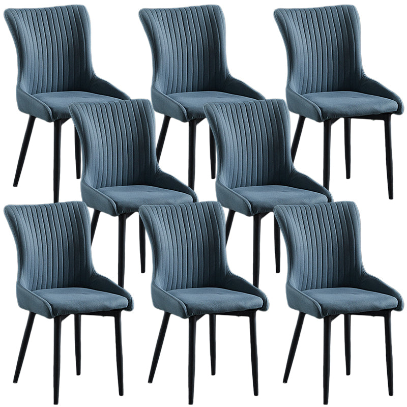 Modern Side Chair Leather Solid Back Armless Dining Chairs with Metal Legs