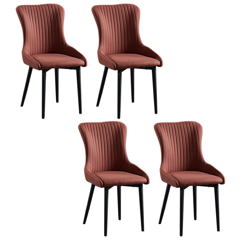 Modern Side Chair Leather Solid Back Armless Dining Chairs with Metal Legs