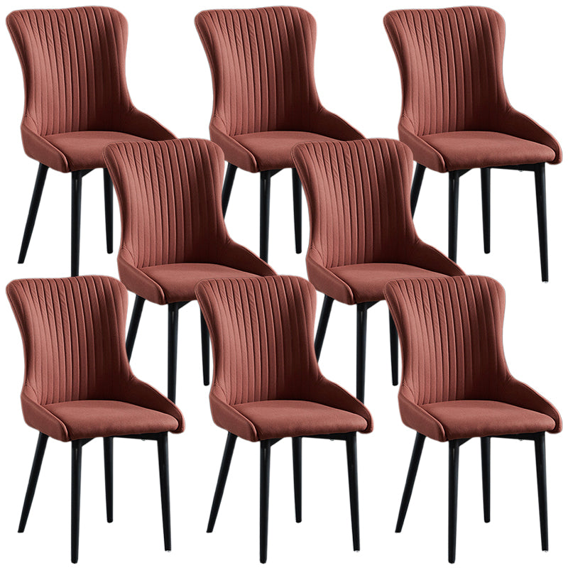 Modern Side Chair Leather Solid Back Armless Dining Chairs with Metal Legs