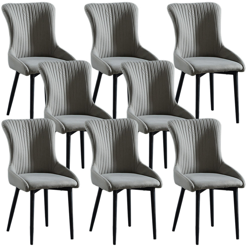 Modern Side Chair Leather Solid Back Armless Dining Chairs with Metal Legs