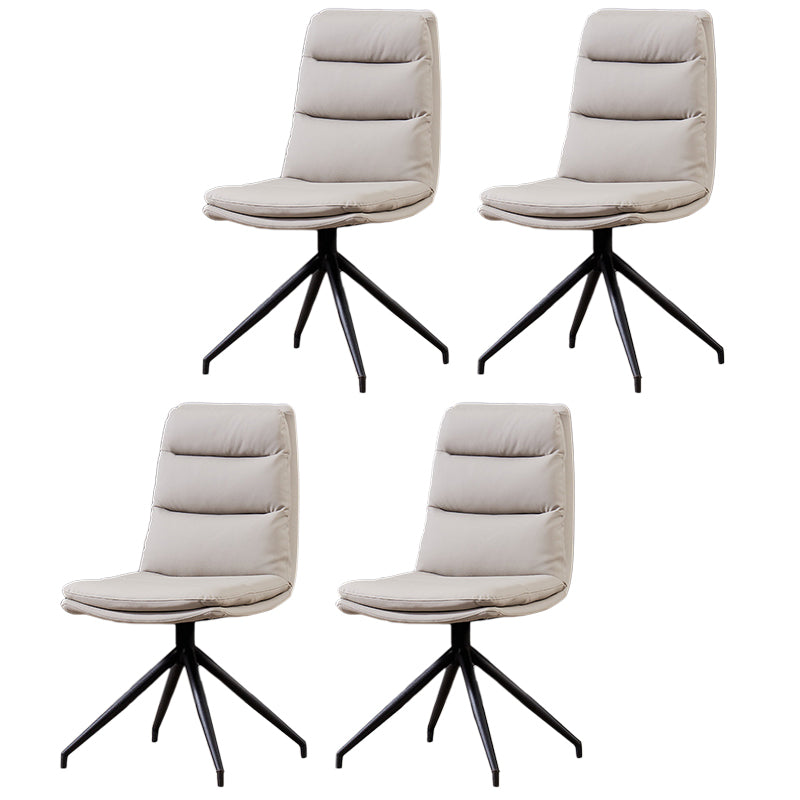 Modern Leather Armless Dining Chair Upholstered Side Chairs with Metal Legs