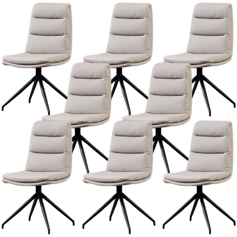 Modern Leather Armless Dining Chair Upholstered Side Chairs with Metal Legs