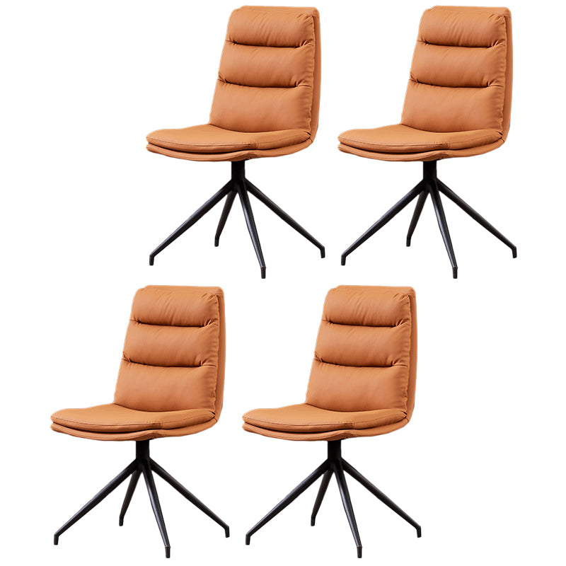 Modern Leather Armless Dining Chair Upholstered Side Chairs with Metal Legs