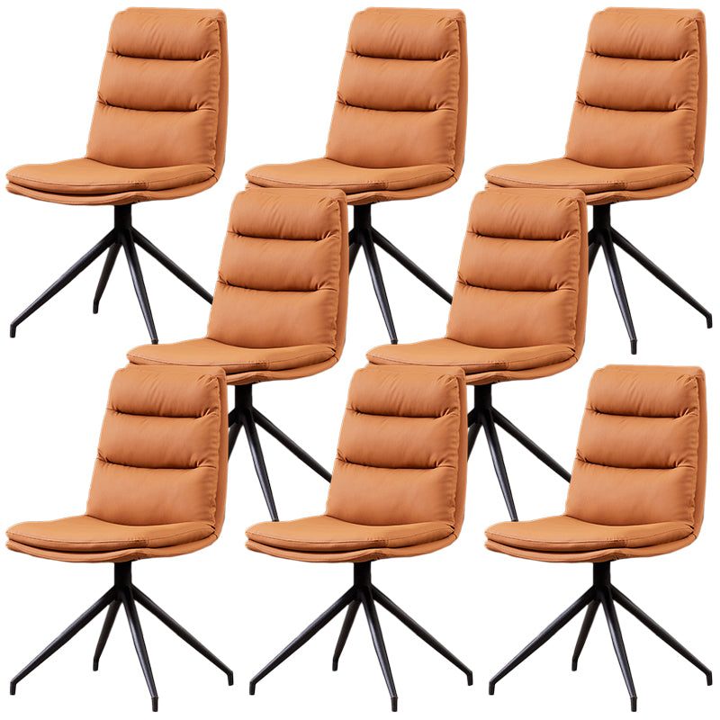 Modern Leather Armless Dining Chair Upholstered Side Chairs with Metal Legs