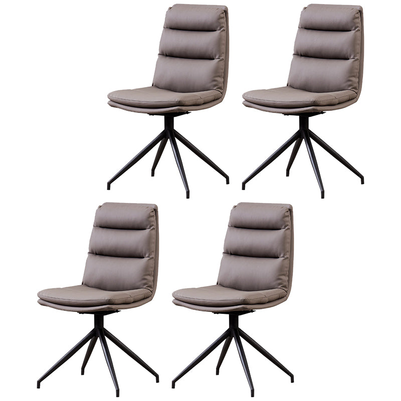 Modern Leather Armless Dining Chair Upholstered Side Chairs with Metal Legs