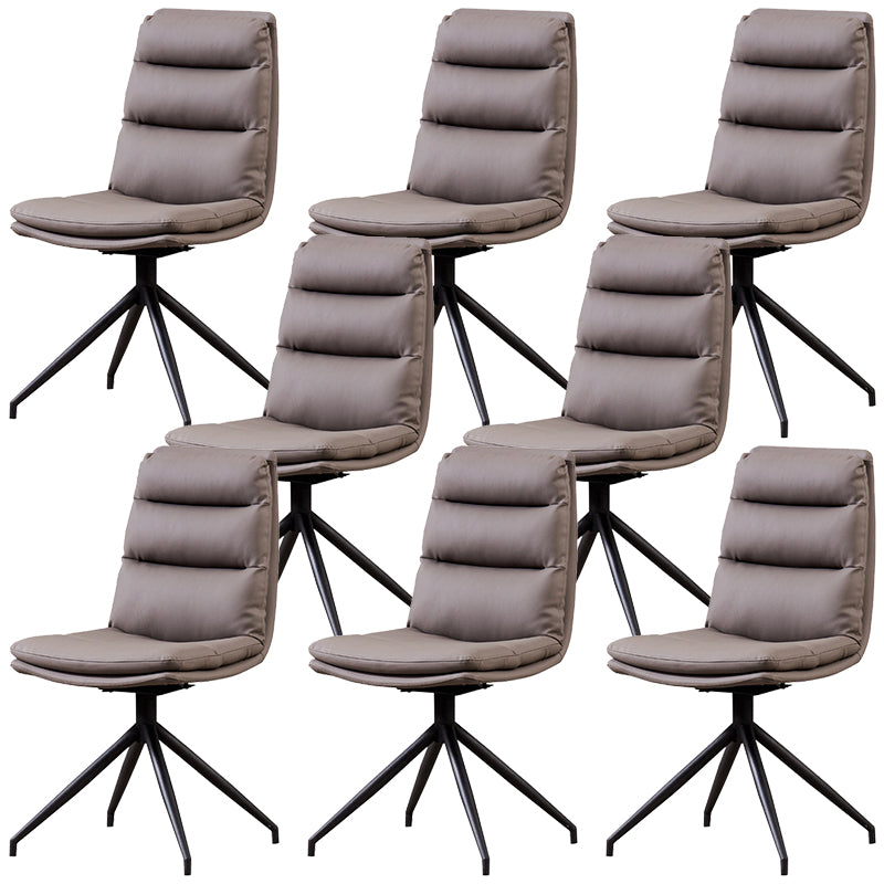 Modern Leather Armless Dining Chair Upholstered Side Chairs with Metal Legs