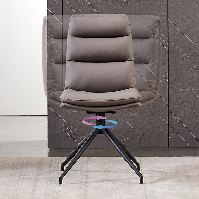 Modern Leather Armless Dining Chair Upholstered Side Chairs with Metal Legs