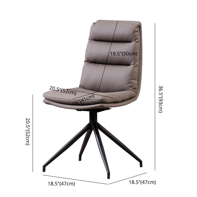 Modern Leather Armless Dining Chair Upholstered Side Chairs with Metal Legs