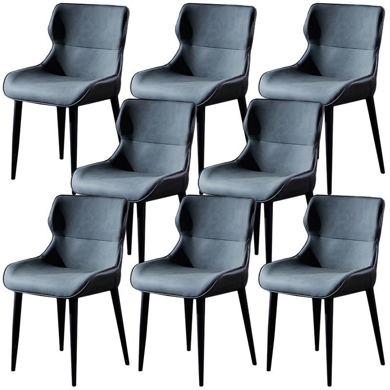 Sedia da pranzo in pelle moderna sedia a Wingback interno con gambe nere